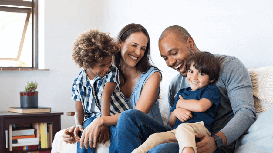 Family spending time together after long-distance moving 
