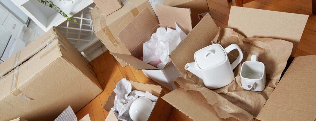fine china in boxes
