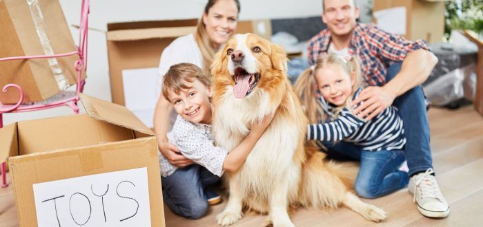 parents, kids and a dog