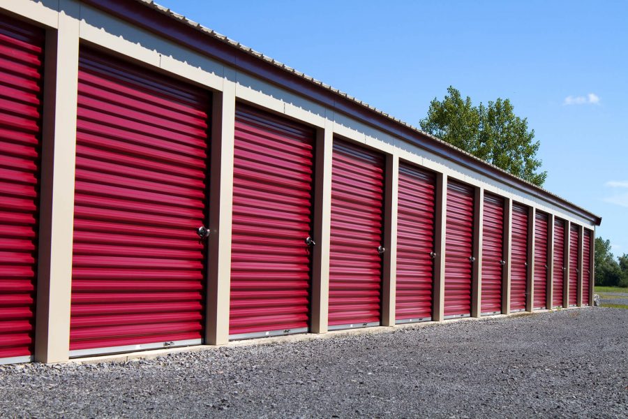 White and red storage facilities