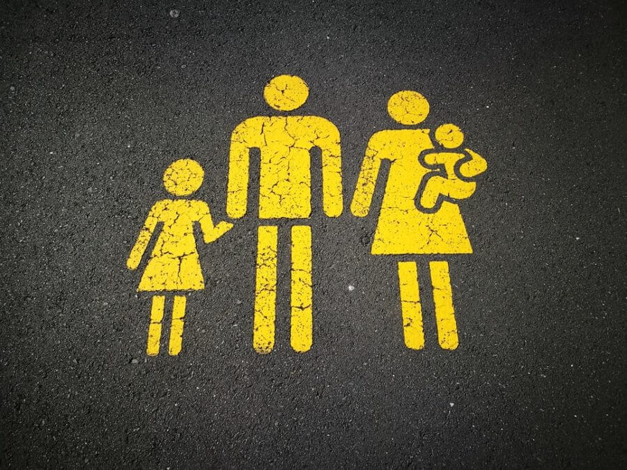 yellow spray painted family