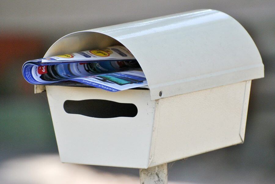 White mailbox with a magazine