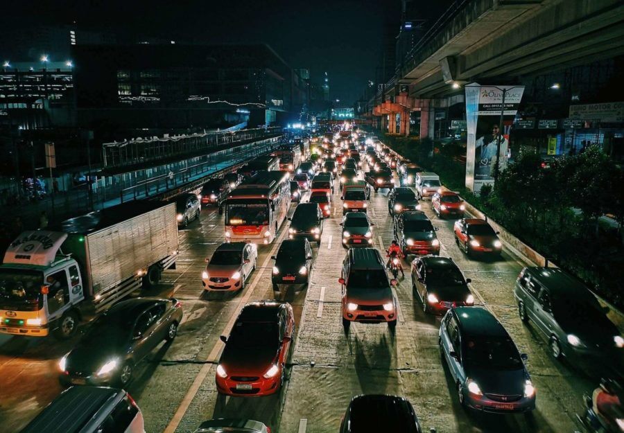 Car in traffic during the night