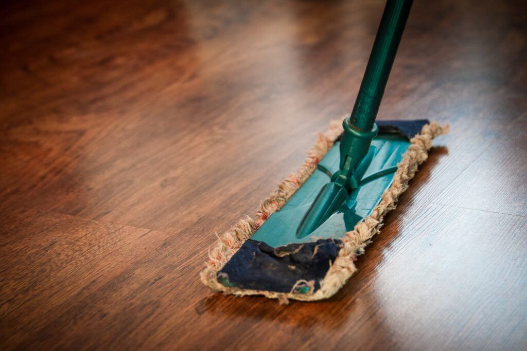 Mopping the wooden floor