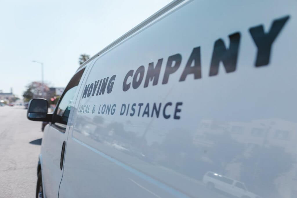 A cross-country moving company van