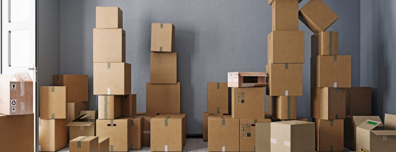 Boxes piled up before cross-country moving
