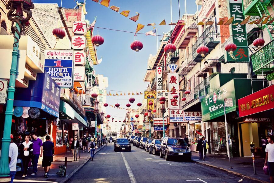 A street view of Chinatown in San Francisco