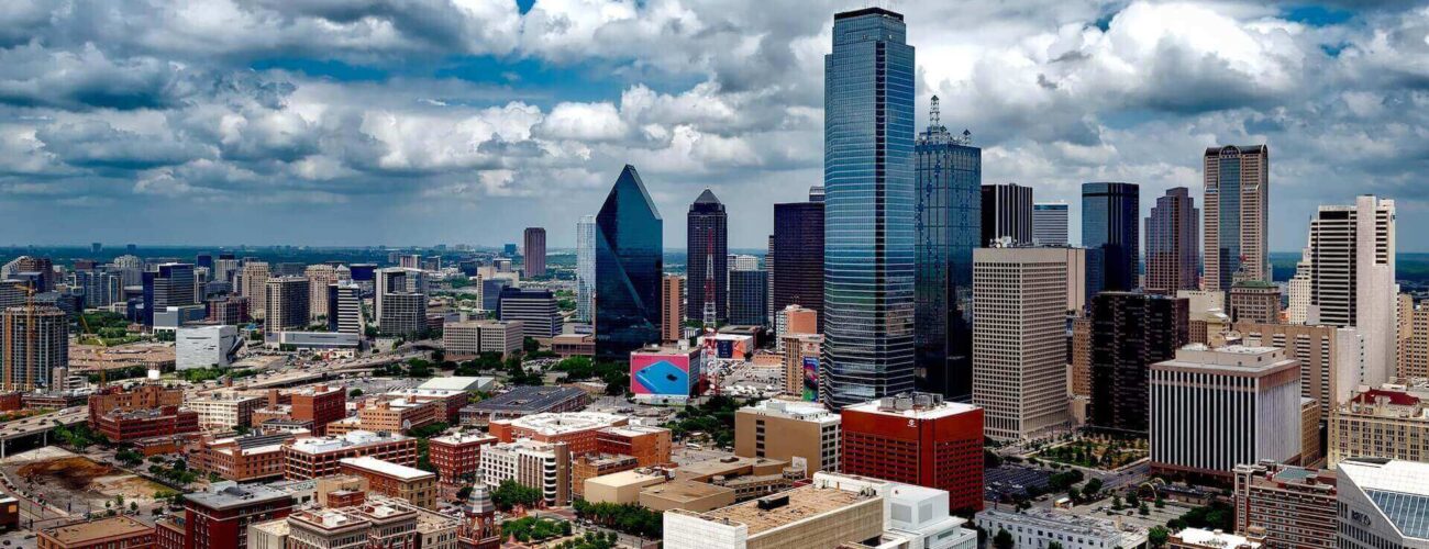 An aerial view of the city of Dallas