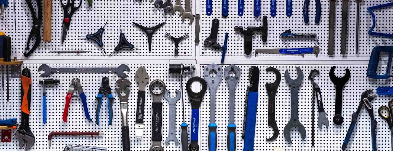 Tools and equipment in a garage
