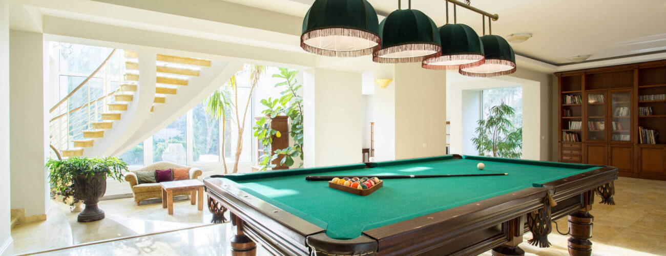 Pool table in a house