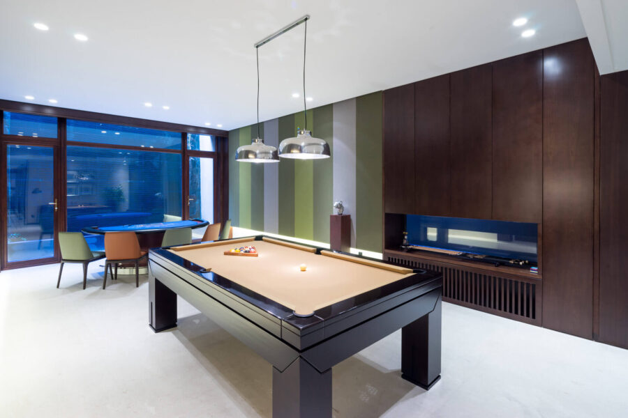 Pool table in a house 