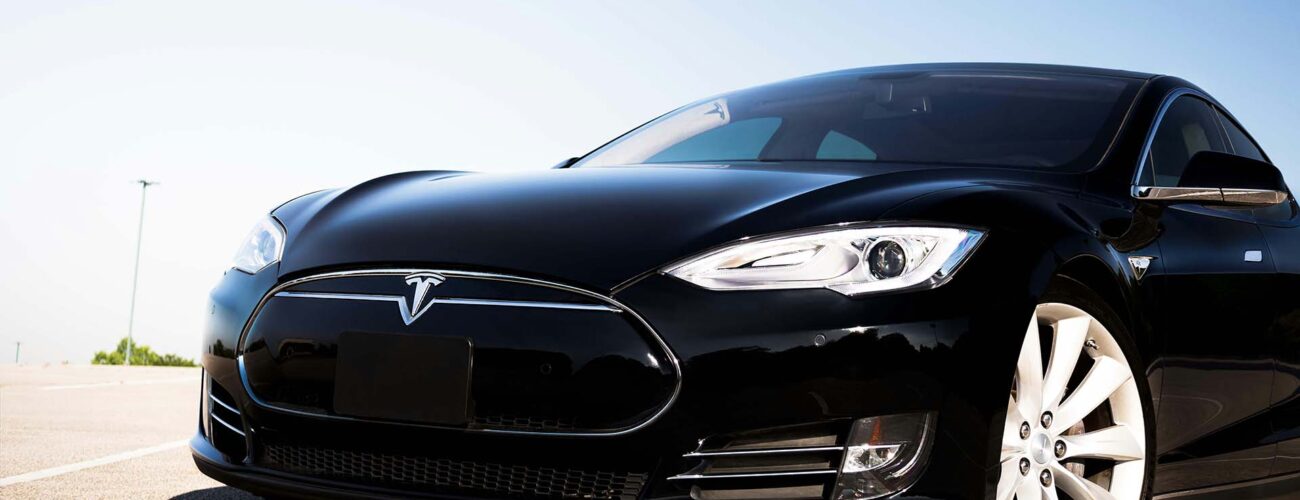 A black Tesla car