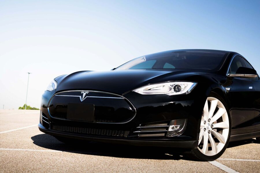  A black Tesla car