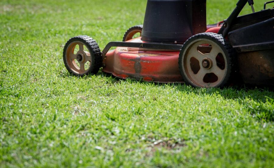 A red lawn mower 