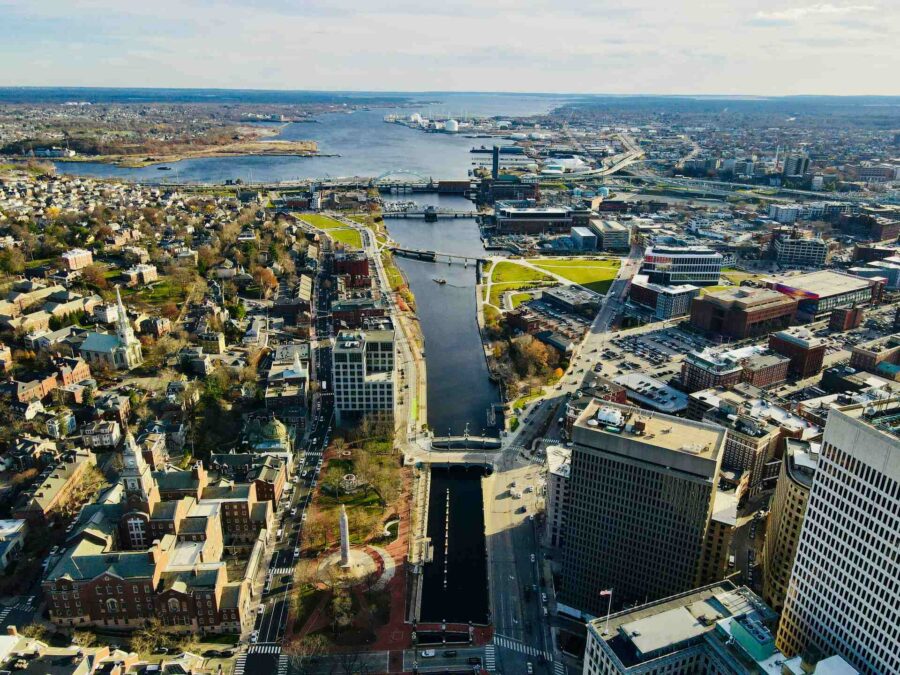 An aerial view of Providence, Rhode Island