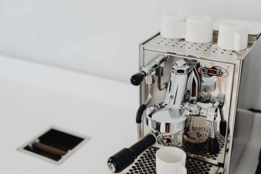 A silver espresso machine