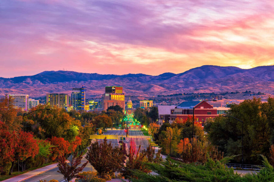 Boise, Idaho, during a sunset