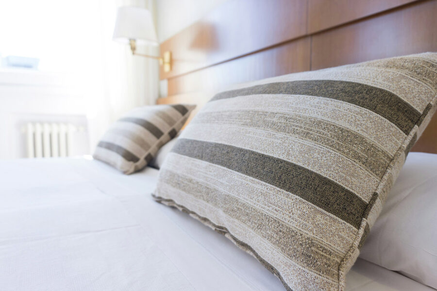 Two pillows on a bed 