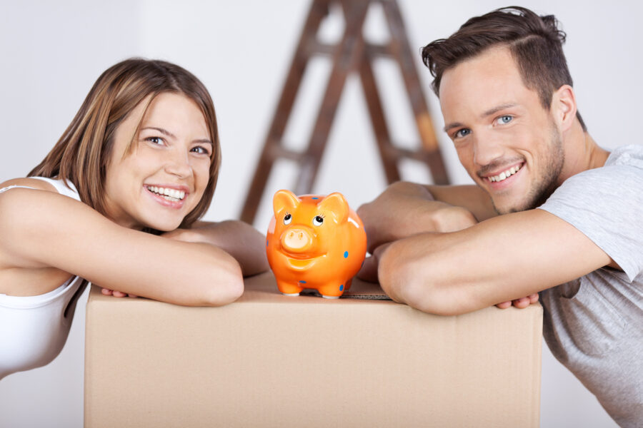 Couple with a piggy bank