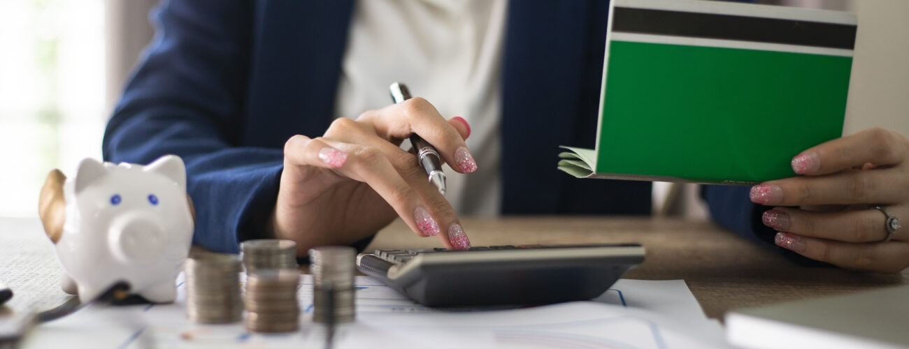 Person calculating moving costs