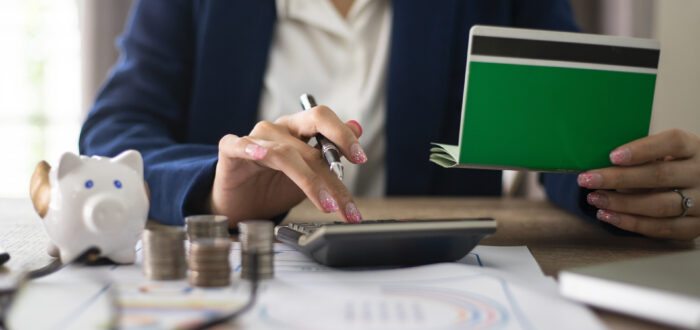 Person calculating moving costs