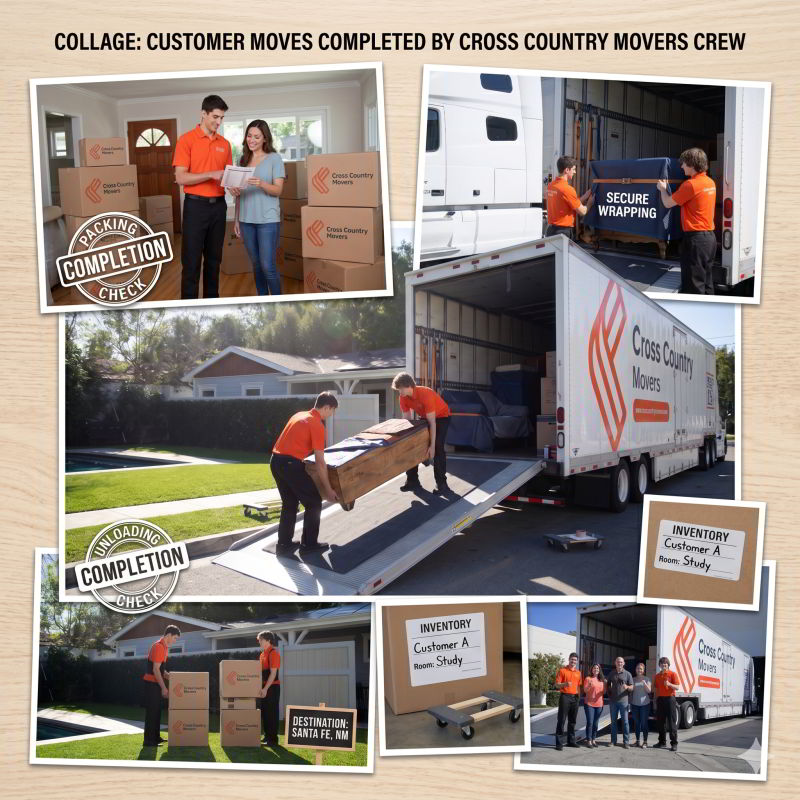Photo collage: Customer moves completed by Cross Country Movers crew